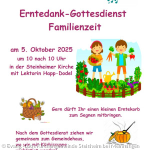 Plakat des Erntedank-Familien-Gottesdienst am 05.10. um 10 nach 10 Uhr