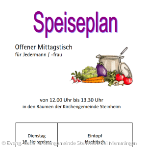 Speiseplan vom 18.11.2025