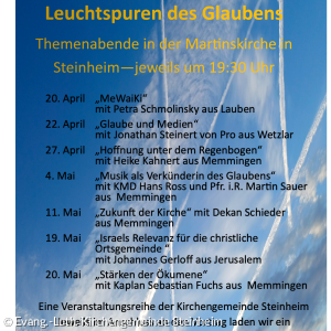 Plakat zur Vortragsreihe "Leuchtspuren" ab 20. April 2026